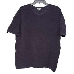 Cos Women's Blue Short‎ Sleeve Ribbed Top Size Large Casual Office